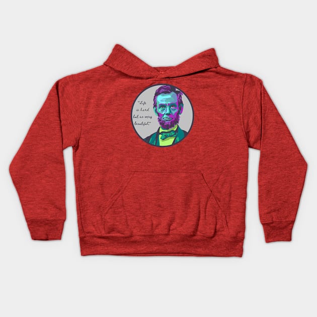 Abraham Lincoln Portrait Kids Hoodie by Slightly Unhinged